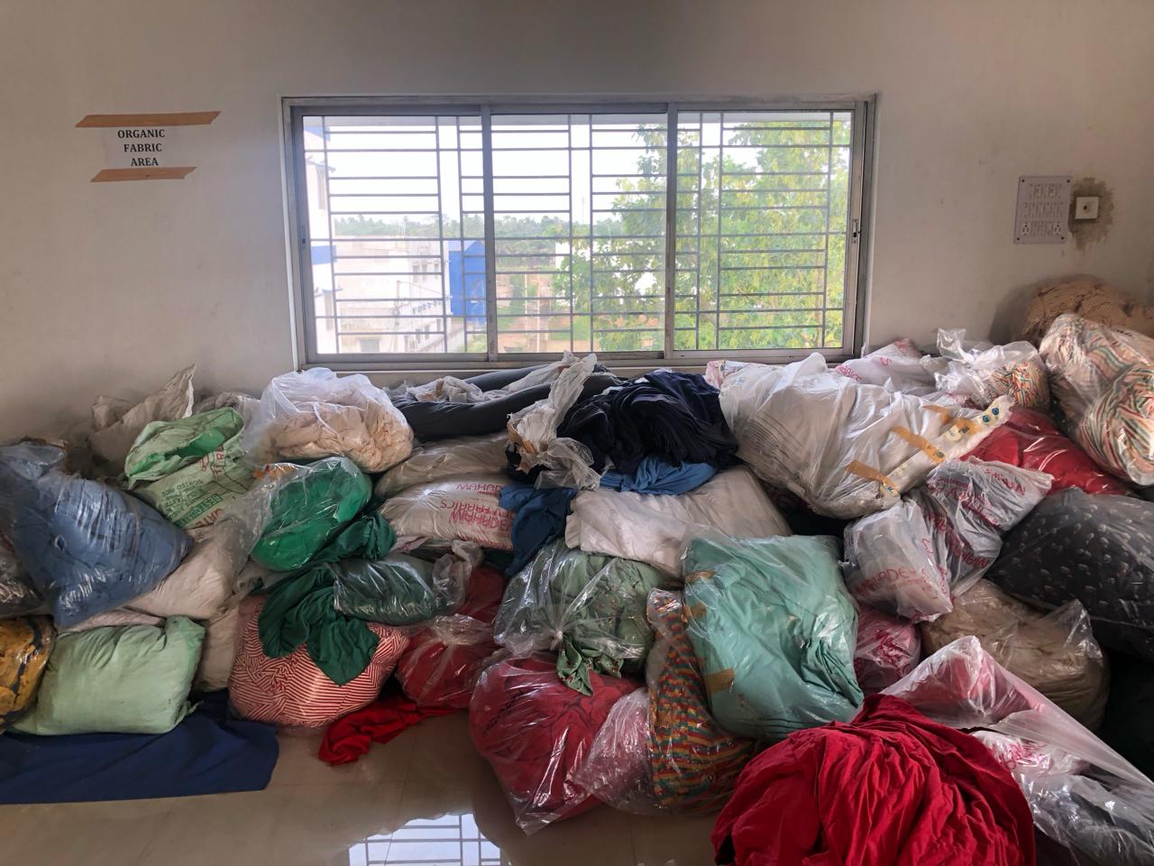 Sorted surplus textile materials ready for upcycling